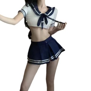 Conjunto de Uniforme Escolar Estilo Marinero JK para Mujer, Poliéster y Spandex, Falda Mini Ajustada y Top, Otoño 2023 - Product Image 5