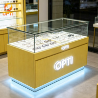 Comptoir de Magasin d'Optique Moderne en Verre Trempé avec Éclairage LED, Vitrine d'Exposition de Lunettes, Vente en Gros Usine