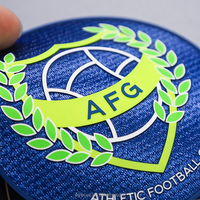 Écussons en silicone personnalisés avec logo, thermocollants, en tissu Tatami, patchs en caoutchouc, impression sérigraphique haute densité, patch de football pour vêtements et chapeaux