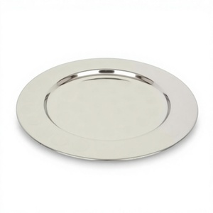 Premium Durable Non-Magnetic Stainless Steel Classic On-Glazed Charger Plate Dining <b>Table</b> Decoration Party <b>Buffet</b> Service Export - Product Image 1