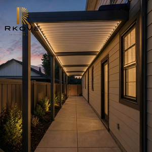 Pérgola inteligente de aluminio RKOVE RK-C1 de 3*6m con techo giratorio eléctrico e iluminación LED para el patio lateral de la casa, camino o gazebo. - Product Image 1