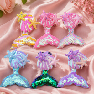 Pinzas para el pelo de cola de sirena con lentejuelas, pinzas para el pelo de estrella de mar y concha al por mayor para niñas pequeñas, fiestas infantiles, nuevos productos 2026 - Product Image 1