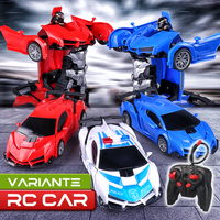 Coche RC Transformable en Coche Deportivo, Robot, Coche de Policía, Modelo de Juguete, Regalo de Cumpleaños para Niños, Regalo de Juguete para Niños