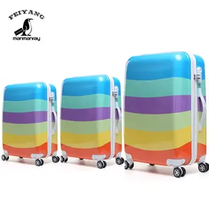 Cartoon Print Custom Logo Hard Shell Luggage Cabin Case 3pcs Set ABS Suitcase