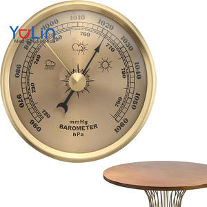 Barômetro Meteorológico Interno e Externo Medidor de Pressão Barométrica para Casa Instrumentos de Estação Meteorológica Analógica (Dourado) - Product Image 1
