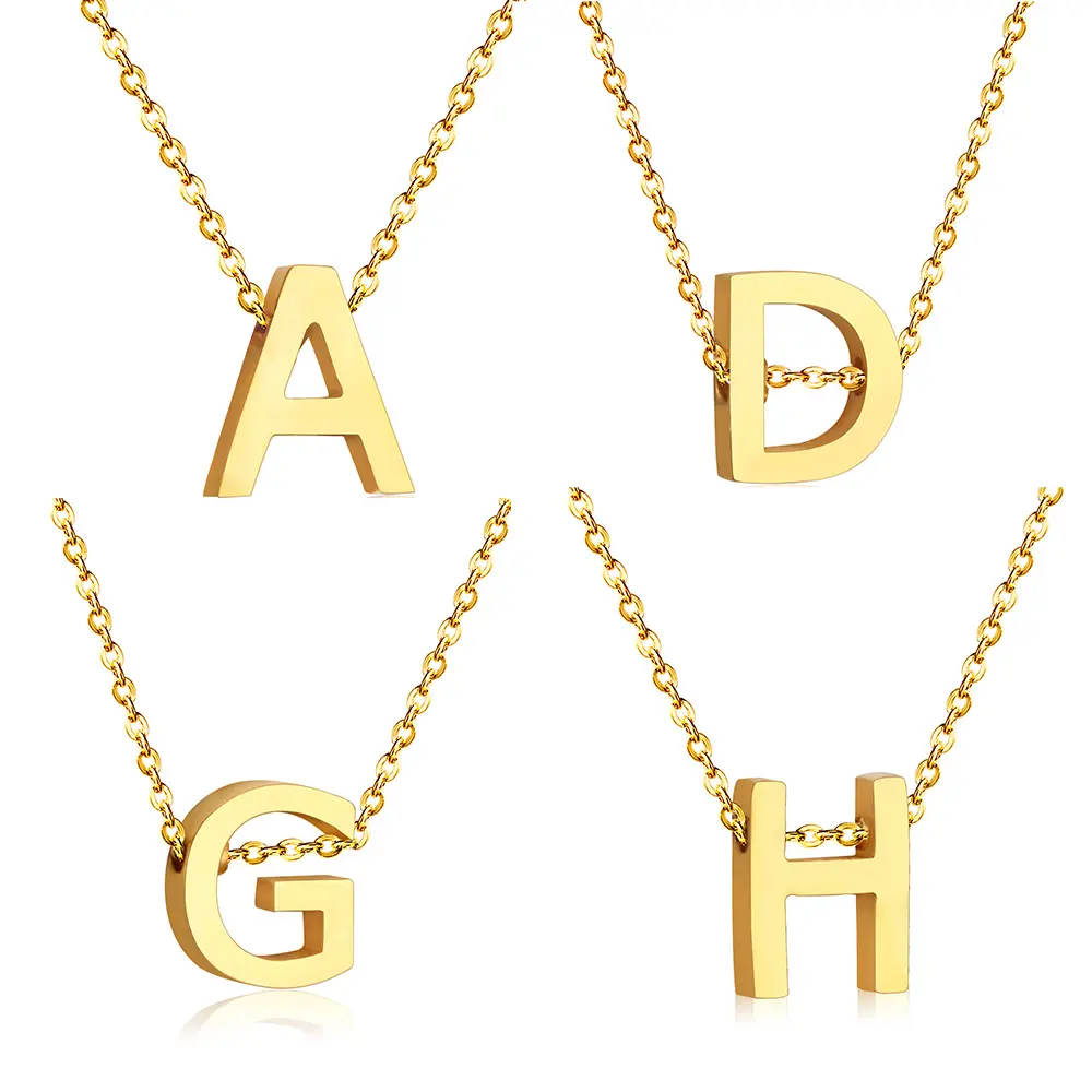 26 letters cheap letter L pendant necklace silver/gold charm necklace