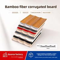 Panneau intérieur ondulé moderne en fibre de bambou-bois ; Panneau mural et de plafond décoratif en WPC avec design incurvé en forme de vague