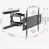 Soporte de TV de brazo extensible A7 VESA 600x400 Soporte de pared de TV giratorio de movimiento completo para televisores LED de 32-75 pulgadas