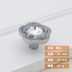 Modern Single-Hole Diamond Crystal Handle Zinc Alloy <b>Drawer</b> Pull Hardware for Bedroom Kitchen-Durable Easy Installation - Product Image 4
