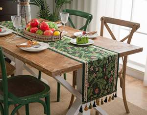 Verano Anne's Venta al por mayor Jacquard Primavera <span class=keywords><strong>Verde</strong></span> Rima Flor Vid <span class=keywords><strong>Camino</strong></span> <span class=keywords><strong>de</strong></span> <span class=keywords><strong>mesa</strong></span> - Product Image 2