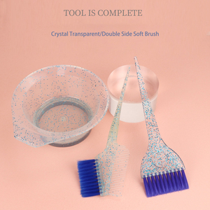 Tùy Chỉnh Logo Salon Màu Hồng Nhựa Glitter Tóc Nhuộm Màu Kit Trộn Bát Tinting Nylon Brush Comb Bowl Set Màu Tóc Công Cụ - Product Image 2