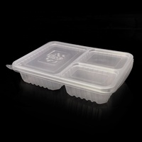 Boîte à lunch Bento 3 compartiments, boîtes d'emballage à emporter, contenants en plastique jetables