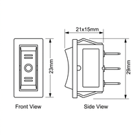 Interrupteur à bascule miniature noir 12V RS14 KCD1-223 3 broches momentané T125 250Vac Tension maximale
