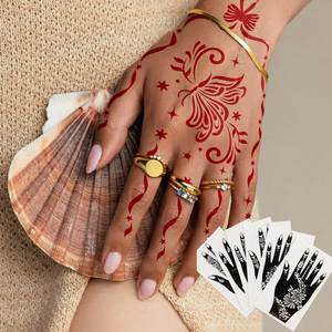 <span class=keywords><strong>Pochoir</strong></span> autocollant unique en PVC pour tatouage temporaire au <span class=keywords><strong>henné</strong></span>, étanche, pour peinture artistique sur main, réutilisable, pour aérographe - Product Image 1