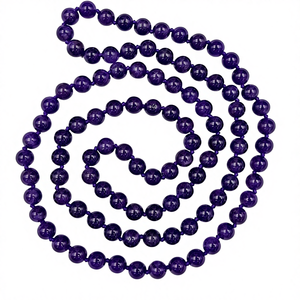 Collana Lunga MGR <span class=keywords><strong>MY</strong></span> GEMS ROCK da 36 Pollici con Perle di Ametista e Rame Lucidate da 7-8MM, Stile Sportivo Infinito per Donne - Product Image 1