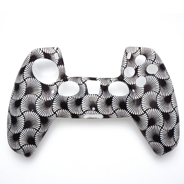 For PS5 Controller Silicone Skin with Water Transfer Printing Camouflage Protective Cover Case Wired Communication