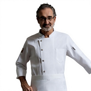 Unisex Short Sleeve Chef Jacket White Polyester/Cotton Woven Button Closure Restaurant Bar Uniform - Product Image 4