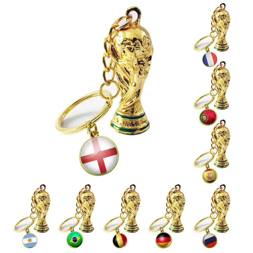 2022 football world cup product 3d keychain with country Qatar flag world cup souvenirs keycchain