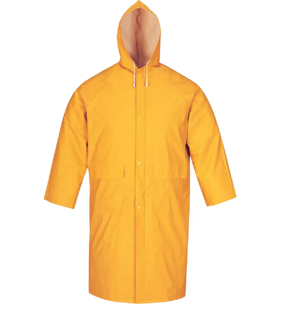 Высококачественная комфортная кожаная длинная Водонепроницаемая ветровка желтого цвета унисекс рабочая одежда светоотражающий дождевик с капюшоном
