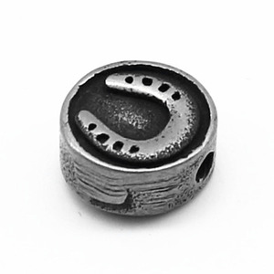 Perles d'espacement en acier inoxydable yunnique, design fer à cheval rond, pour la fabrication de bracelets, couleur rétro brillante - Product Image 3