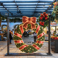 Guirlande lumineuse LED d'extérieur HOYECHI pour Noël avec nœud papillon 2*1,8M, étanche, pour centre commercial, décoration de photos de vacances
