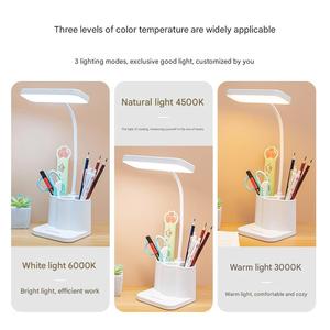 <span class=keywords><strong>Led</strong></span> bàn đèn với chủ bút linh hoạt cổ ngỗng đọc sách ánh sáng USB có thể sạc lại cảm ứng điều khiển Trắng - Product Image 5