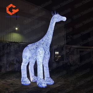 <span class=keywords><strong>Girafe</strong></span> gonflable lumineuse LED, modèle en porcelaine bleue et blanche, ballon animal gonflable pour exposition extérieure - Product Image 4