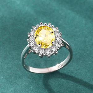 Hainon S925 Sterlingsilber Prinzessin Diana Saphir Kube Zirkonia Verlobungsringe für Damen Hochzeitstag Hochzeitsringe für Sie - Product Image 4