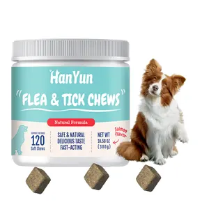 HANYUN Marque privée Suppléments pour animaux de compagnie Tiques et puces à mâcher doux Contrôle des puces pour chiens Sûr sans allergie Soulager les démangeaisons