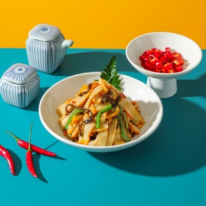 Vente directe usine OEM&ODM – Salade <span class=keywords><strong>de</strong></span> calmar japonaise délicieuse Chuka Ika Sansai assaisonnée, faible en sel, emballée sous vide - Product Image 2