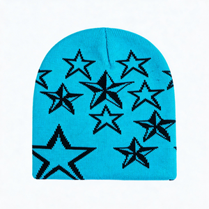 Gorro de punto grueso sin borde unisex con estrella de cinco puntas jacquard, diseño en relieve y bordado de lentejuelas, ideal para el frío. Venta al por mayor. - Product Image 5