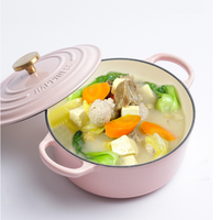Antiadhésif sans produits chimiques, petit four hollandais en fonte émaillée de bonheur, chauffage uniforme, polyvalent pour tous les styles de cuisine