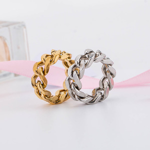 Anillos de Cadena Geométricos de Acero de Titanio, Joyería Unisex para Uso Diario - Product Image 2