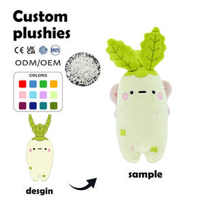 Jouets en peluche personnalisés en forme de fruits et légumes, adorable radis blanc gras en peluche, poupée lestée avec des billes, poupée en peluche très rembourrée avec des billes - Product Image 1