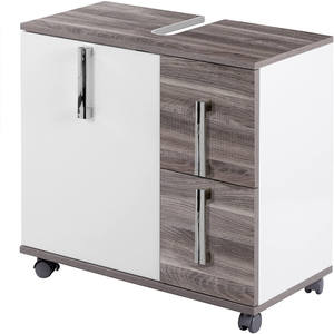 French Wood Black Double Sink Lights PVC Washroom <strong>Ready</strong> <strong>Made</strong> Basin Led <strong>Bathroom</strong> Cabinet - Product Image 3