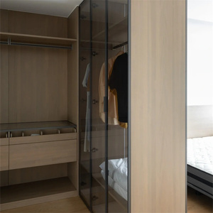 Moderne Garderobe Moderne Houten Hoek Garderobe Moderne Minimalistische Stijl Garderobe Met Uitschuifbare Houten Laden - Product Image 5