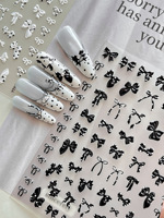 Autocollants 5D en relief TSZS pour ongles, motifs pois, nœuds et fleurs, décorations d'ongles DIY auto-adhésives délicates, vente en gros