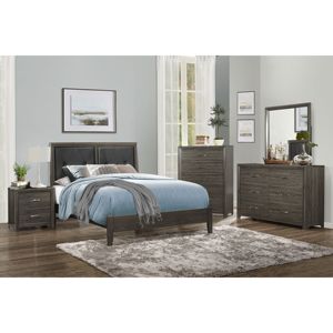 DB Contemporary Nightstand Chrome Tone Handles 1pc Dark Gray Finish Bed Side Table for Apartment European <b>Bedroom</b> Furniture - Product Image 6