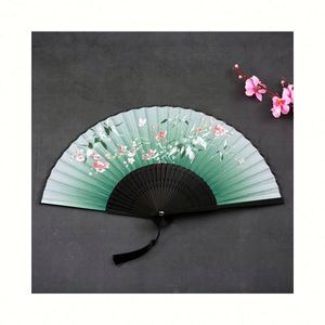 2023 Custom Printed logo Personalized Bamboo Paper and Fabric Folding Hand Fans - Product Image 1