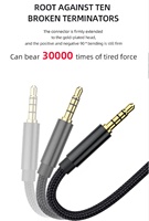 Câble d'extension de casque en nylon tressé 3.5mm mâle à femelle rallonge audio stéréo 3.5mm PVC plaqué or Polybag Stock