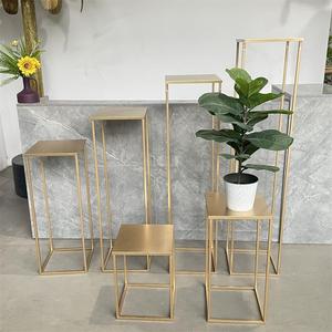 Hình chữ nhật vàng kim loại đám cưới hoa bình bảng trung tâm & sơn vàng plith trang trí nội thất cho bên bảng - Product Image 3