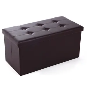 2021 Hot Sale Foldable PVC PU Stool Seat Ottoman Storage Bench