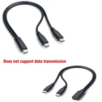 Kabel Splitter USB Type C Y 1 Female ke 2 Male, Kabel Ekstensi PC Ponsel Tablet, Adaptor Daya 15W 3A, Kabel Pengisi Daya