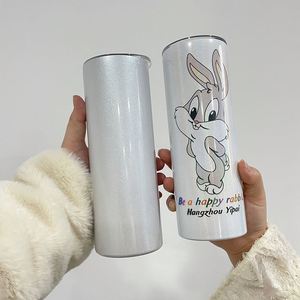 Lot de 25 gobelets en acier inoxydable scintillant de 20 oz, blancs avec paillettes, vente en gros, gobelets à sublimation avec couvercles - Product Image 3