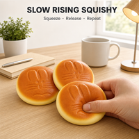 Jouet Squishy en forme de pain de dessin animé, à remontée lente, avec motif facial en relief, doré, anti-stress, décompression, décoration de bureau, cadeau