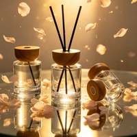 Offres Spéciales – Diffuseur de Parfum Personnalisé en Verre Ambré Transparent avec Bouchon en Bois – 100ml, 120ml, 150ml, 200ml
