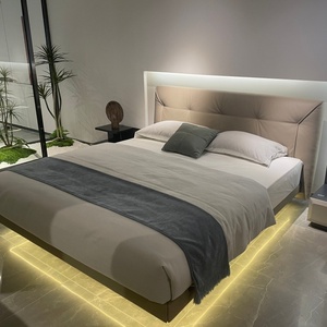 ชุดเตียงไม้ขนาดคิงไซส์สีทองหรูหราเบาสบายทนทานเตียงหรูหรา - Product Image 6