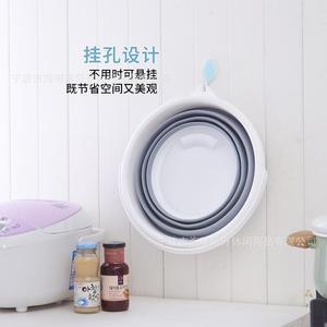 <b>Folding</b> <b>Bucket</b> Silicone Round Portable Car Telescopic Mop <b>Bucket</b> Grey Large Capacity Outdoor Fishing Storage - Product Image 1