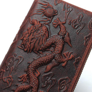 Andong <b>Vintage</b> Crazy Horse Leather Dragon Embossed Long Wallet for Men Genuine Cowhide <b>Clutch</b> <b>Bag</b> Card Holder Zipper Purse Man - Product Image 3