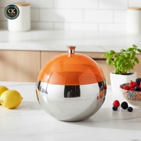 Seau à glace en acier inoxydable avec couvercle orange, conteneur à glace isotherme de qualité supérieure pour bar, fête, bac à glace pour cocktails, champagne, vin